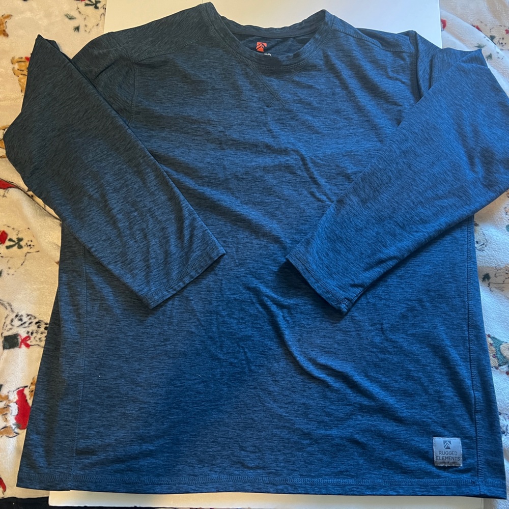 Rugged Elements Mens Durable Utility Long Sleeve Shirt Large Blue Polyester